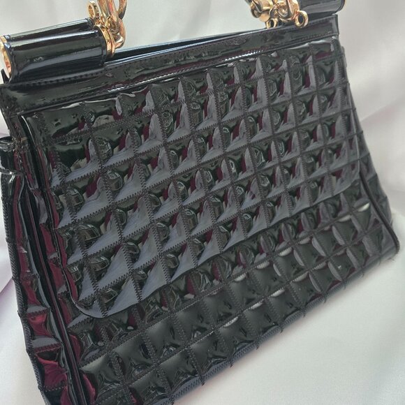 Elevated Black Patent Leather Tote - Professional + Chic - Picture 1 of 6